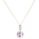 18ct Yellow Gold 0.05ct Brilliant Cut Diamond and Kunzite Pendant and Chain 18"