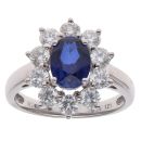 18ct White Gold 1.21ct Brilliant Cut Diamond and Sapphire Cluster Ring