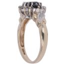 9ct Yellow Gold 0.15ct Diamond and Sapphire Three Stone Cluster Ring