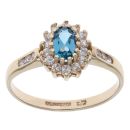 9ct Yellow Gold Cubic Zirconia and Blue Topaz Cluster Ring