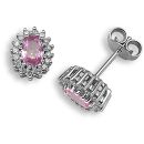 9ct White Gold 0.25ct Diamond & Pink Sapphire Stud Earrings