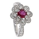 18ct White Gold Ruby and Diamond Cluster Ring