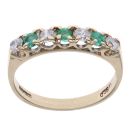 9ct Yellow Gold Emerald and Cubic Zirconia Half Eternity Ring