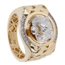 14ct Yellow And White Gold Cubic Zirconia Lion Ring