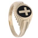 14ct Yellow Gold Black Gem Cross Signet Ring