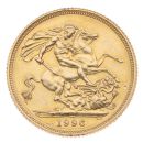 1996 Elizabeth II Third Portrait UK Full Sovereign Coin