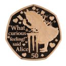 2021 Alice's Adventures In Wonderland Isle Of Man Gold Fifty Pence Coin Boxed