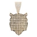 9ct Yellow Gold Cubic Zirconia and Green Gemstone Tiger Pendant