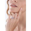 9ct Yellow Gold Amethyst With Diamond Three Stone Ring