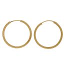22ct Yellow Gold Patterned Hoop Earrings