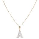 9ct Yellow Gold Cubic Zirconia A Pendant and Chain 18"