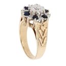 9ct Yellow Gold Sapphire And 0.05ct Diamond Cluster Ring