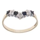 9ct Yellow Gold 0.02ct Brilliant Cut Diamond and Sapphire Wishbone Ring