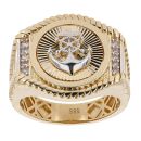 14ct Yellow And White Gold Cubic Zirconia Anchor Signet Ring