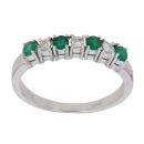 18ct White Gold 0.10ct Diamond And Emerald Ring