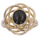 9ct Yellow Gold Onyx Swirl Single Stone Ring