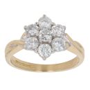 18ct Yellow Gold 1.00ct Brilliant Cut Diamond Cluster Ring