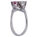18ct White Gold 0.35ct Brilliant Cut Diamond and Ruby Two Stone Ring