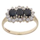 9ct Yellow Gold Sapphire and Cubic Zirconia Cluster Ring