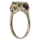 9ct Yellow Gold Smoky Quartz and Peridot Three Stone Ring