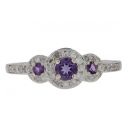 9ct White Gold 0.29ct Diamond And Amethyst Ring