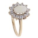 9ct Yellow Gold Cubic Zirconia and Opal Cluster Ring