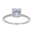 Silver Cubic Zirconia Solitaire Shoulders Ring by Icesia