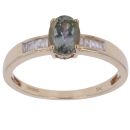9ct Yellow Gold 0.10ct Baguette Cut Diamond and Zoisite Ring