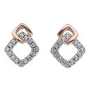 Silver Rose Gold Plated Cubic Zirconia Square Stud Earrings