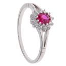 Silver Red Gemstone and Cubic Zirconia Cluster Ring By Icesia