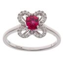 18ct White Gold 0.13ct Diamond and 0.59ct Ruby Cluster Ring