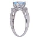 9ct White Gold 0.05ct Diamond and Aquamarine Single Stone Ring