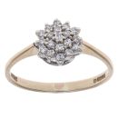 9ct Yellow Gold 0.20ct Brilliant Cut Diamond Cluster Ring