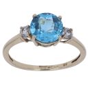9ct Yellow Gold Cubic Zirconia and Blue Topaz Ring