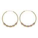 22ct Yellow and White Gold Eternity Bead Hoop Earrings