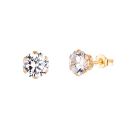 9ct Yellow Gold White Cubic Zirconia Stud Earrings 6mm
