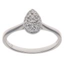 9ct White Gold 0.16ct Brilliant Cut Diamond Pear Cluster Ring