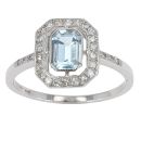 Platinum Diamond And Aquamarine Halo Ring