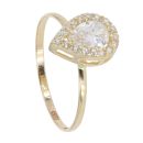 14ct Yellow Gold Teardrop Cubic Zirconia Stone Set Ring