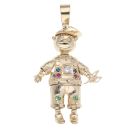 9ct Yellow Gold Multi Gemstone Schoolboy Pendant