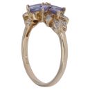 9ct Yellow Gold 0.05ct Diamond and Tanzanite Cluster Ring