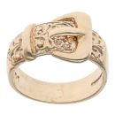 9ct Yellow Gold Patterned Buckle Ring