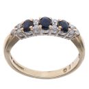 9ct Yellow Gold 0.10ct Diamond and Sapphire Fancy Ring