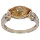 9ct Yellow Gold White Sapphire and Citrine Ring