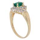 18ct Yellow Gold 0.23ct Brilliant Cut Diamond and Created Emerald Cluster Ring