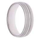 9ct White Gold Striped Patterned Wedding Band 6.9mm