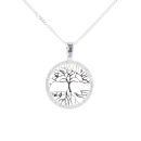 Silver Tree Of Life Cubic Zirconia Pendant And Chain 18"