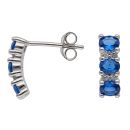 Silver Blue Gemstone and Cubic Zirconia Vertical Stud Earrings By Icesia