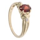 9ct Yellow Gold 0.05ct Diamond and Garnet Single Stone Ring