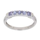 9ct White Gold Tanzanite Five Stone Ring